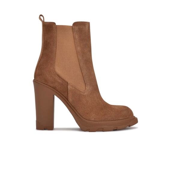 Nine West Ream2 Womens Chelsea Heel Boots Size 6 Natural Brown Suede Boots New - Picture 3 of 16